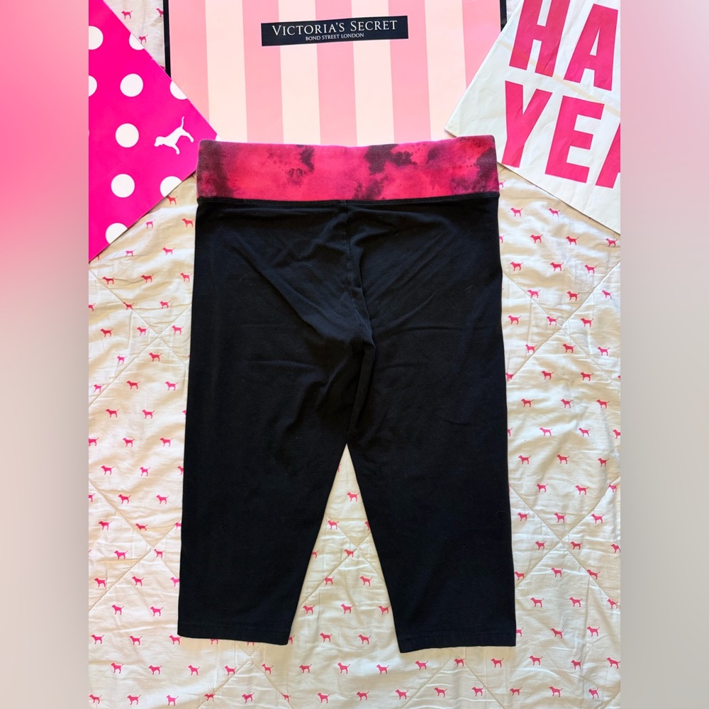 VS PINK VINTAGE Y2K YOGA CAPRI LEGGINGS TIE DYE BLING RHINESTONE LOGO RARE LARGE - Picture 6 of 6
